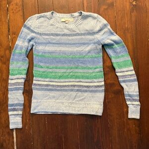 Loft Ann Taylor green blue striped sweater size XS
